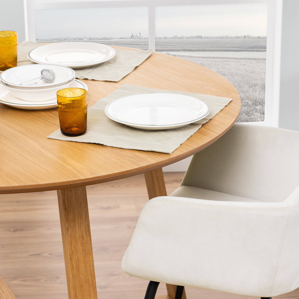 Malika Round Dining Table in Oak - TidySpaces