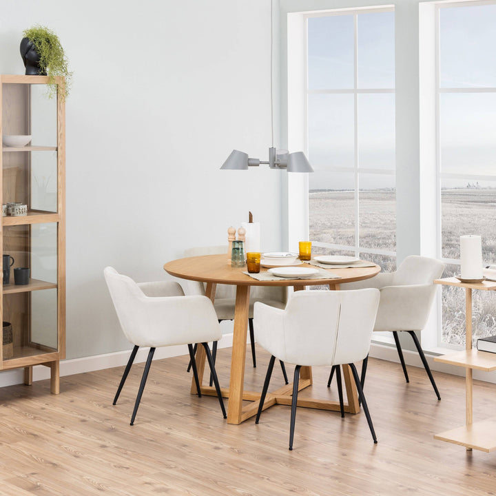 Malika Round Dining Table in Oak - TidySpaces