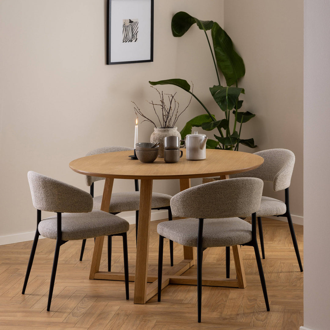 Malika Round Dining Table in Oak - TidySpaces