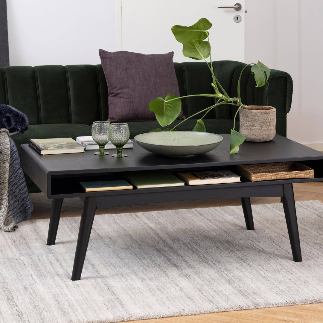 Marte Coffee Table with Open Shelf in Black - TidySpaces