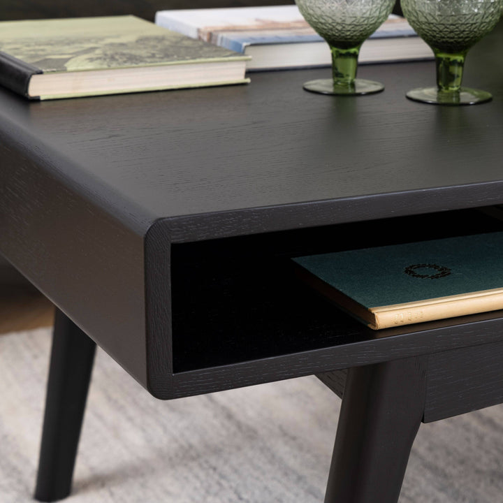 Marte Coffee Table with Open Shelf in Black - TidySpaces