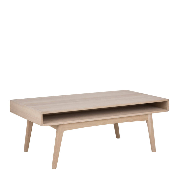 Marte Coffee Table with Open Shelf in White Oak - TidySpaces