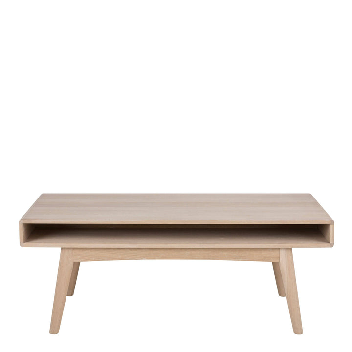 Marte Coffee Table with Open Shelf in White Oak - TidySpaces