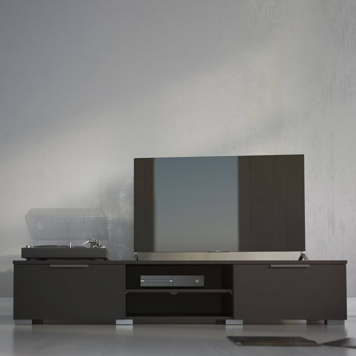 Match TV Unit 2 Drawers 2 Shelf in Black - TidySpaces