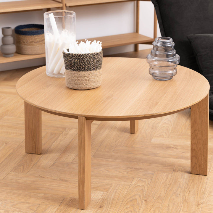 Maxime Round Coffee Table in Matt Oak - TidySpaces