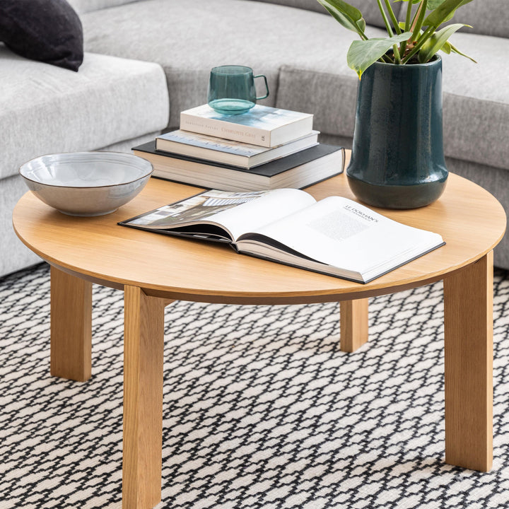 Maxime Round Coffee Table in Matt Oak - TidySpaces