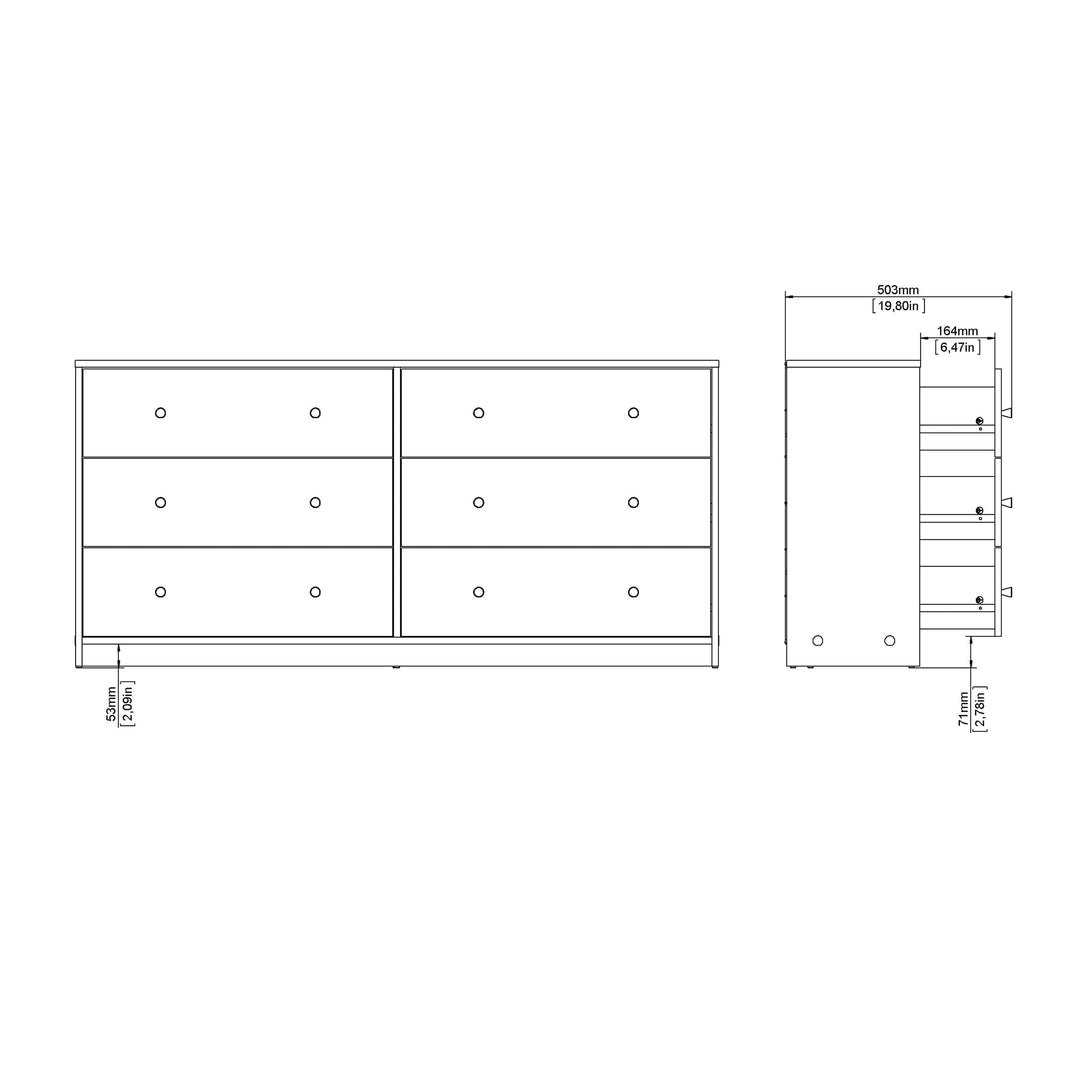 May Chest of 6 Drawers (3+3) in Black - TidySpaces