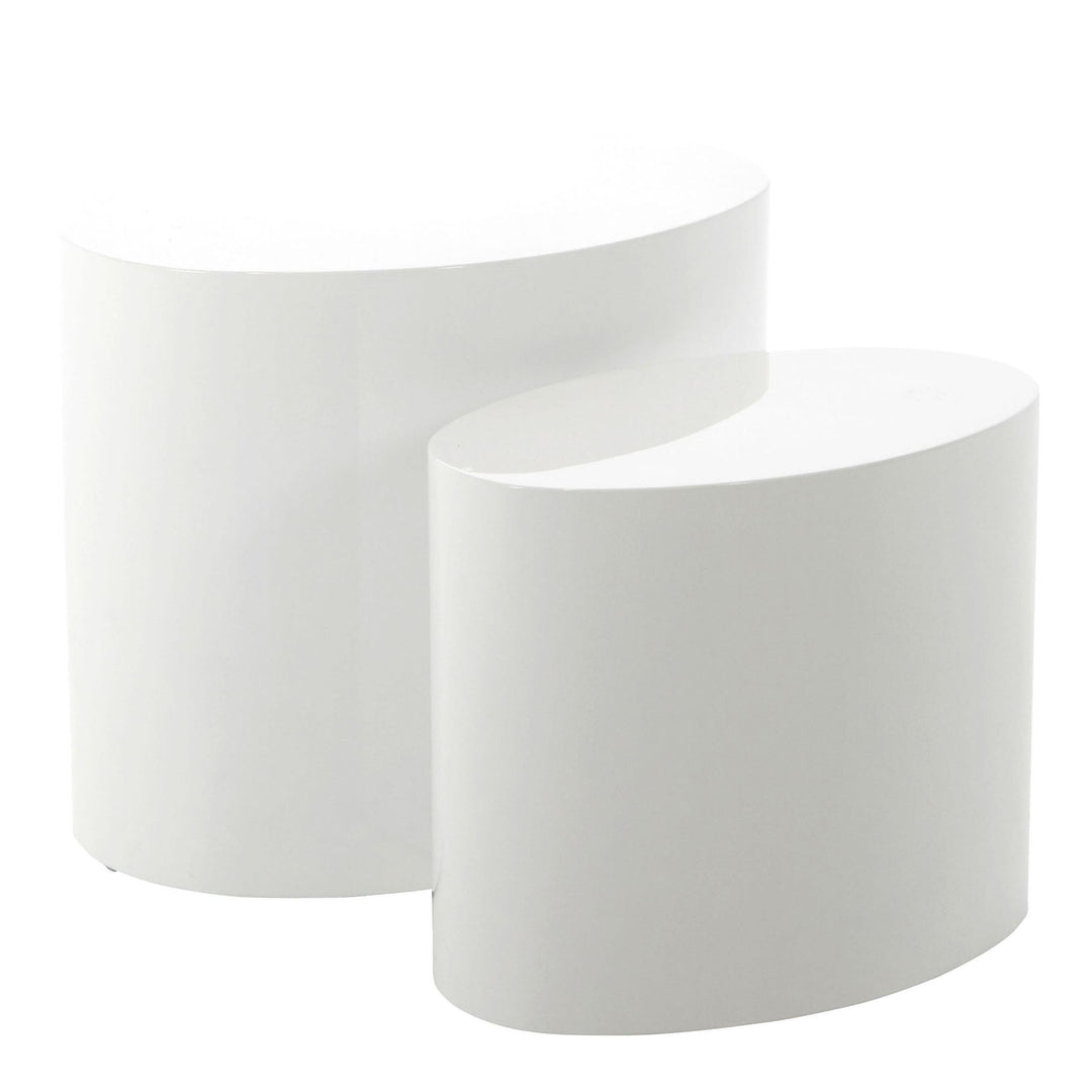 Mice Oval Coffee Table in White Set of 2 - TidySpaces