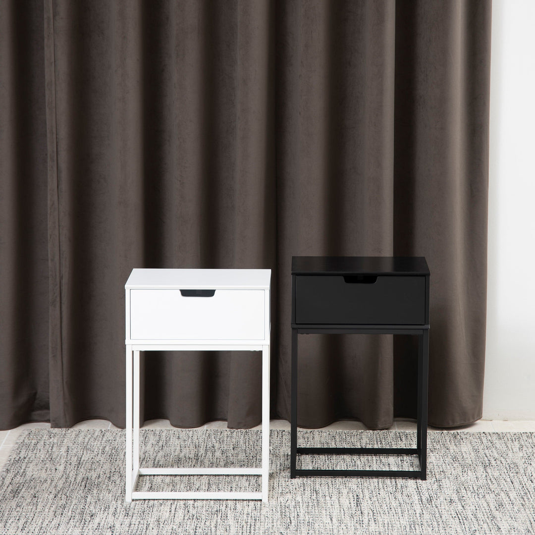 Mitra 1 Drawer Bedside Table in Black - TidySpaces