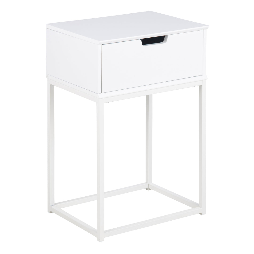 Mitra 1 Drawer Bedside Table in White - TidySpaces