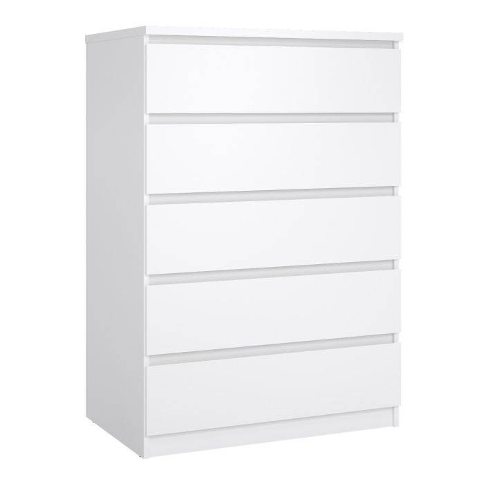 Naia 3 Piece Bundle, Bedside, Chest and 2 Door 1 Drawer Wardrobe in White High Gloss - TidySpaces