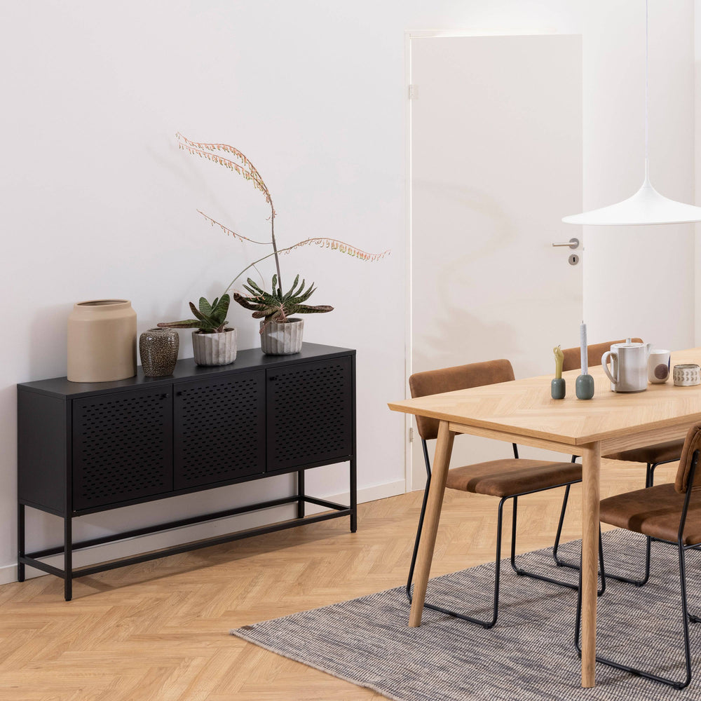 Newcastle 3 Door Raised Sideboard in Matt Black - TidySpaces