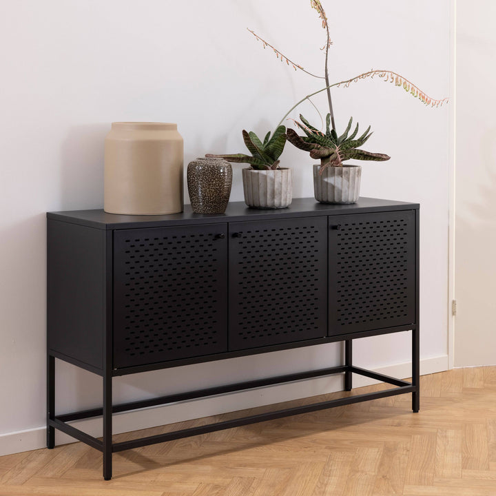 Newcastle 3 Door Raised Sideboard in Matt Black - TidySpaces