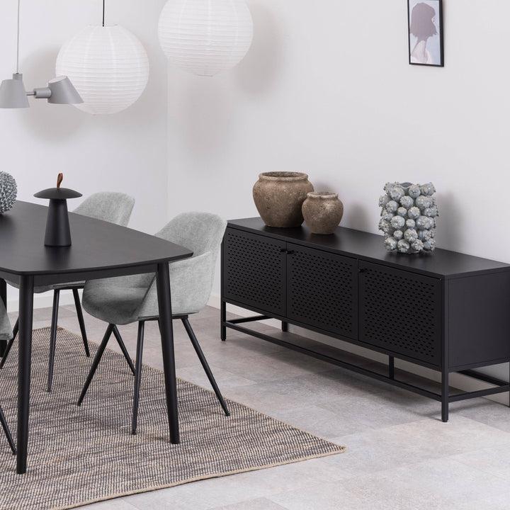 Newcastle 3 Door Sideboard in Matt Black - TidySpaces