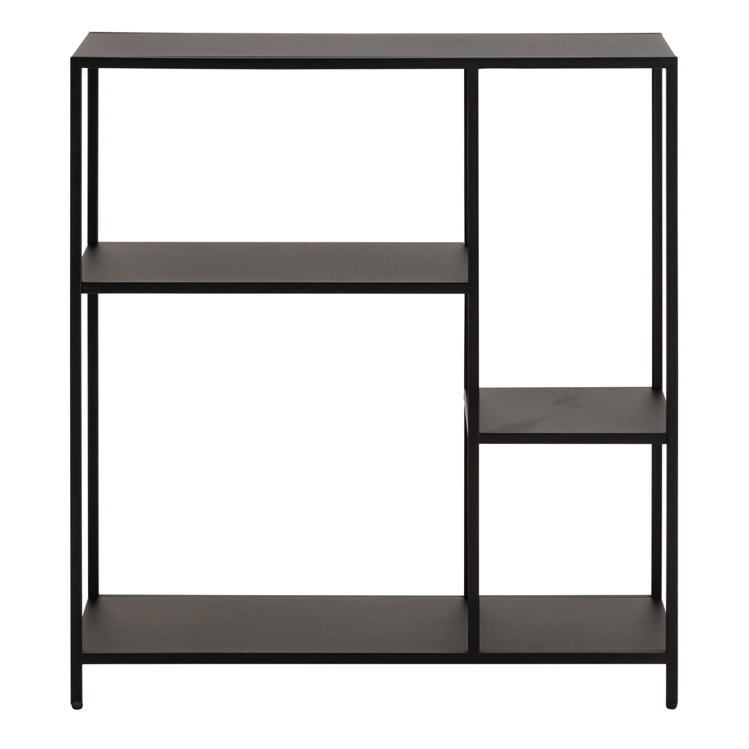 Newcastle Asymmetrical Bookcase with 3 Shelves in Matt Black - TidySpaces