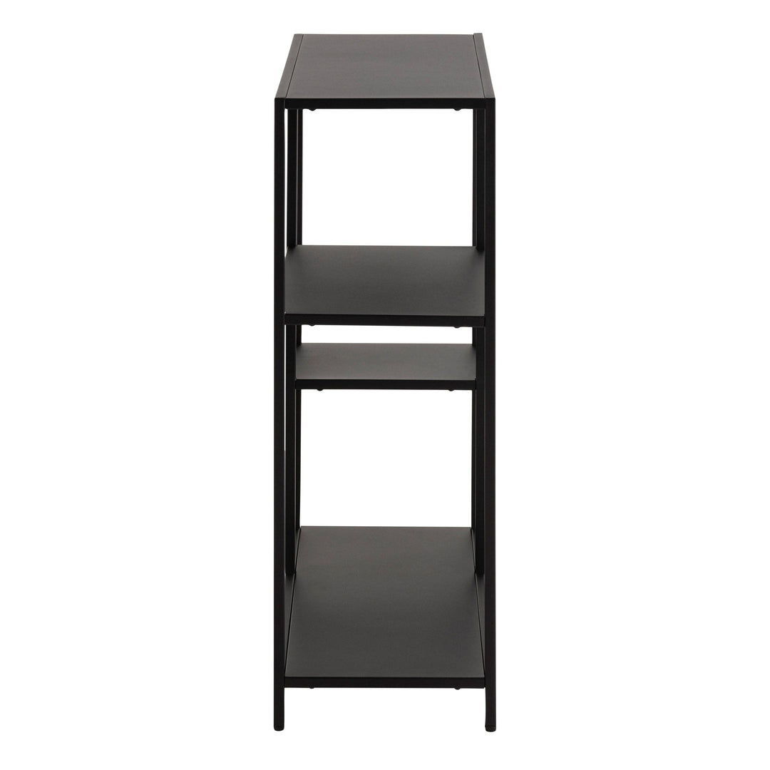 Newcastle Asymmetrical Bookcase with 3 Shelves in Matt Black - TidySpaces