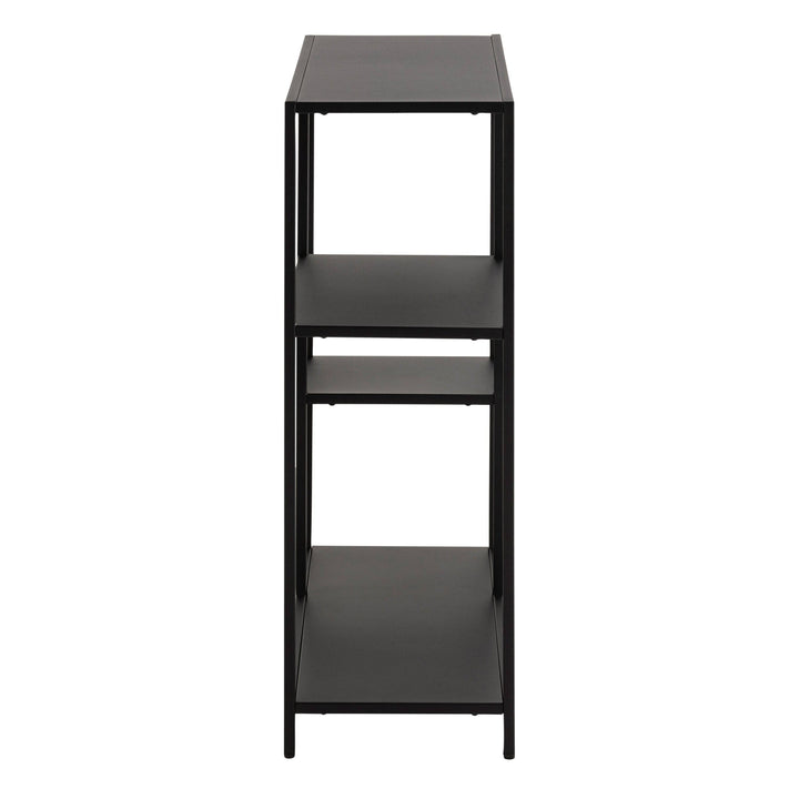 Newcastle Asymmetrical Bookcase with 3 Shelves in Matt Black - TidySpaces