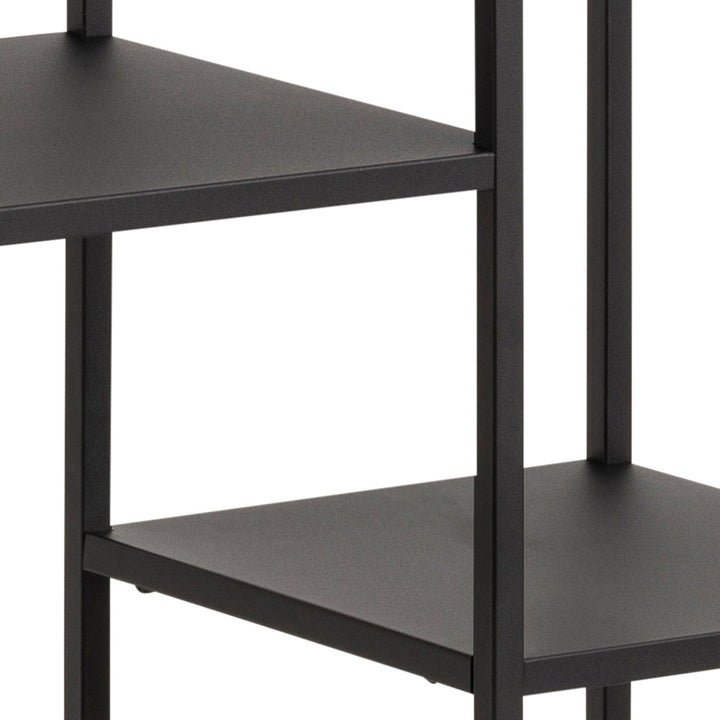 Newcastle Asymmetrical Bookcase with 3 Shelves in Matt Black - TidySpaces