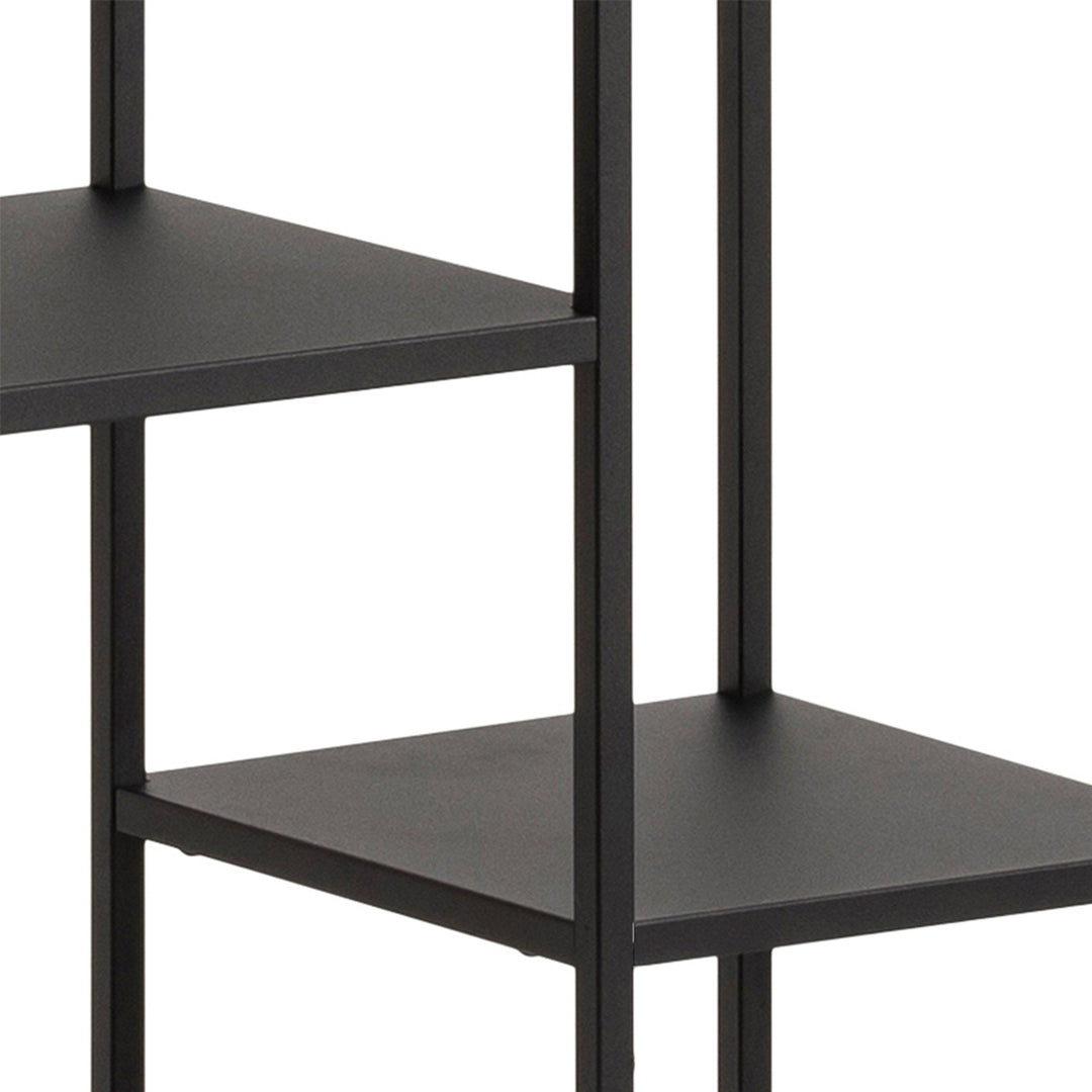 Newcastle Asymmetrical Bookcase with 6 Shelves in Matt Black - TidySpaces