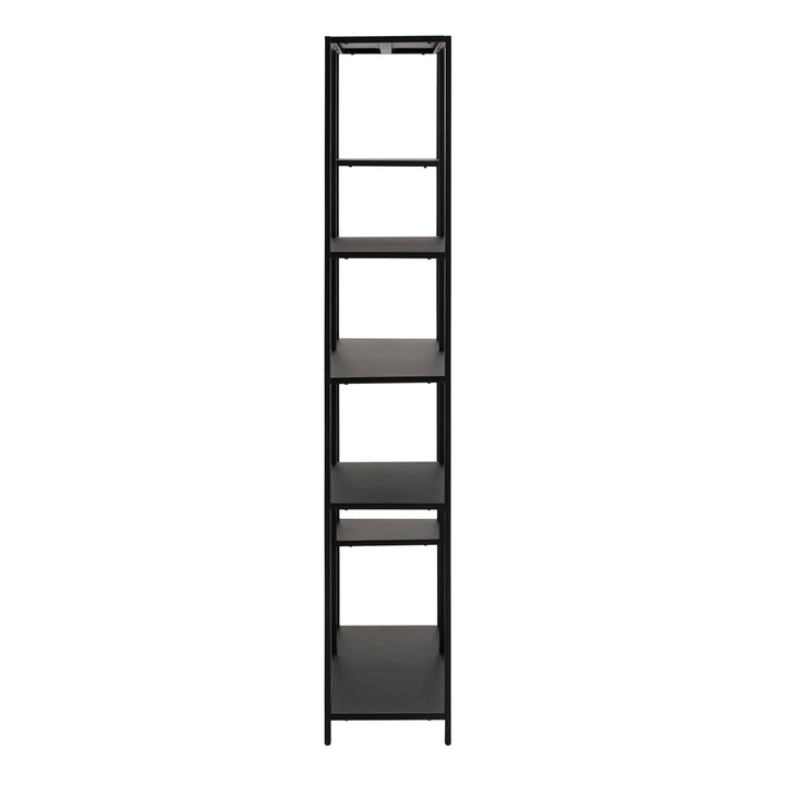 Newcastle Asymmetrical Bookcase with 6 Shelves in Matt Black - TidySpaces