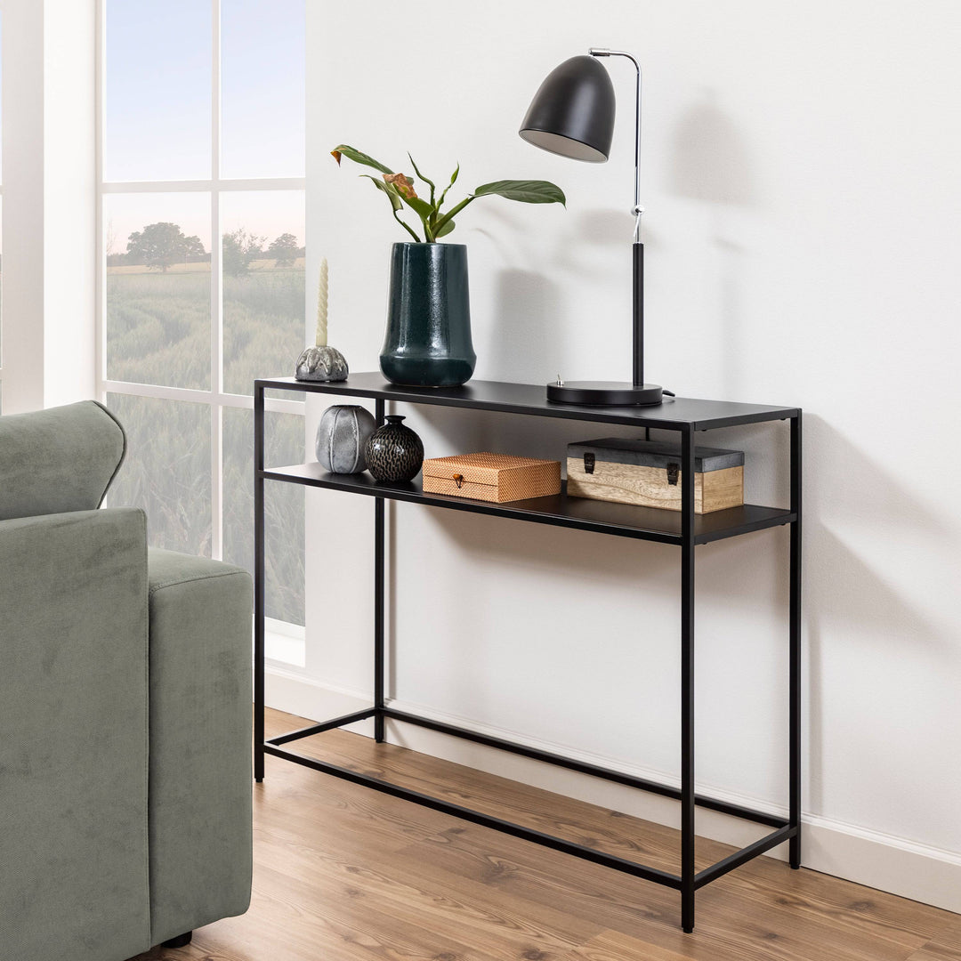 Newcastle Console Table with Open Shelf in Matt Black - TidySpaces