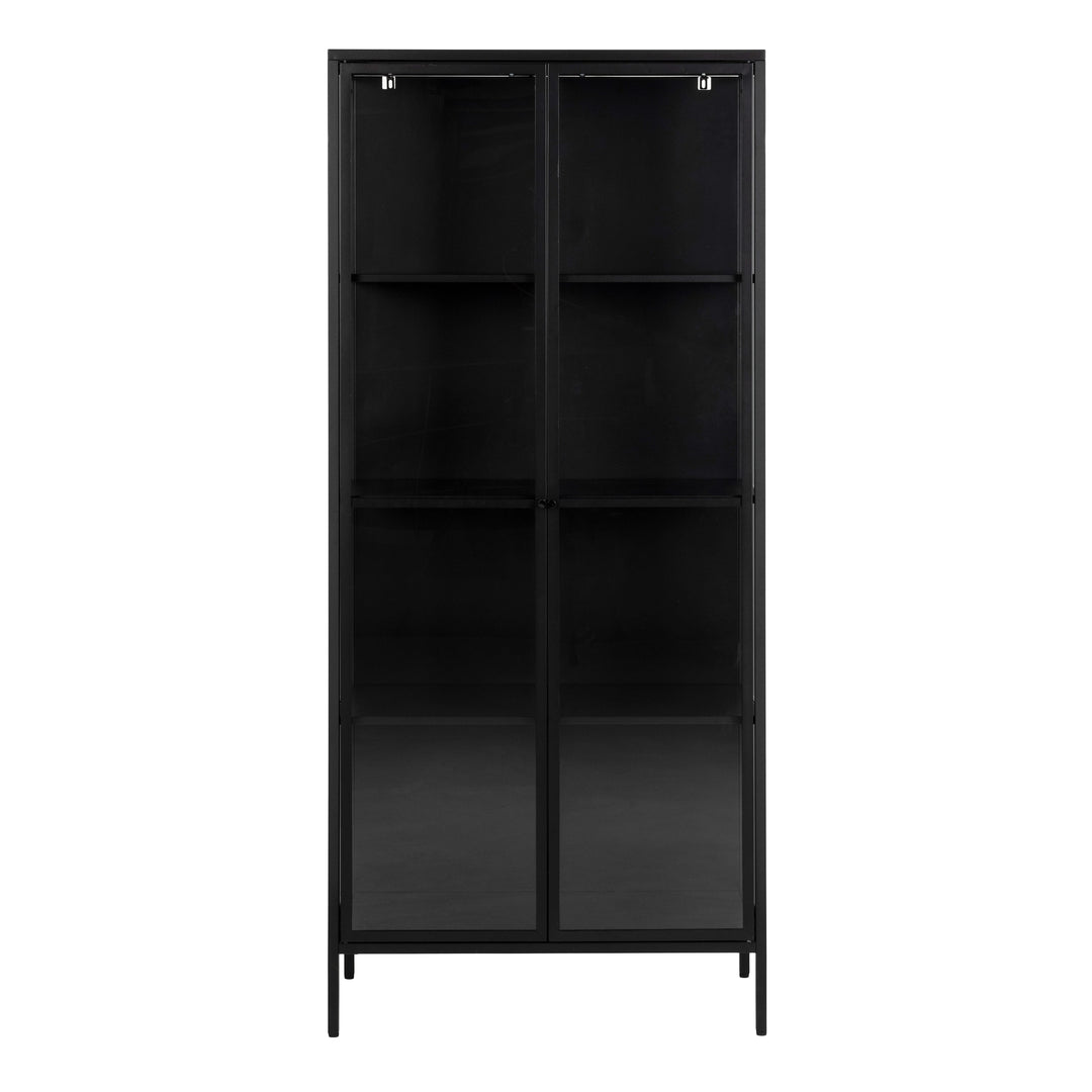 Newcastle Tall 2 Door Display Cabinet in Matt Black - TidySpaces