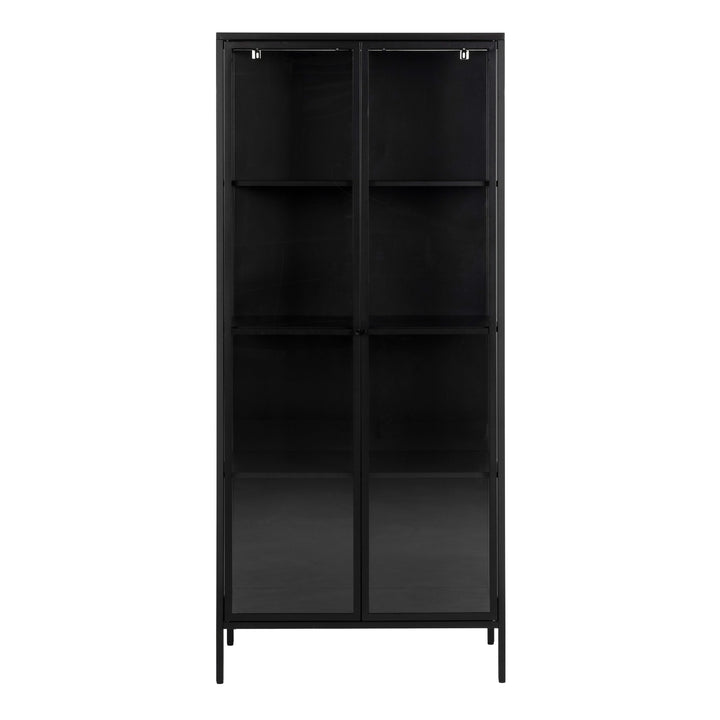 Newcastle Tall 2 Door Display Cabinet in Matt Black - TidySpaces