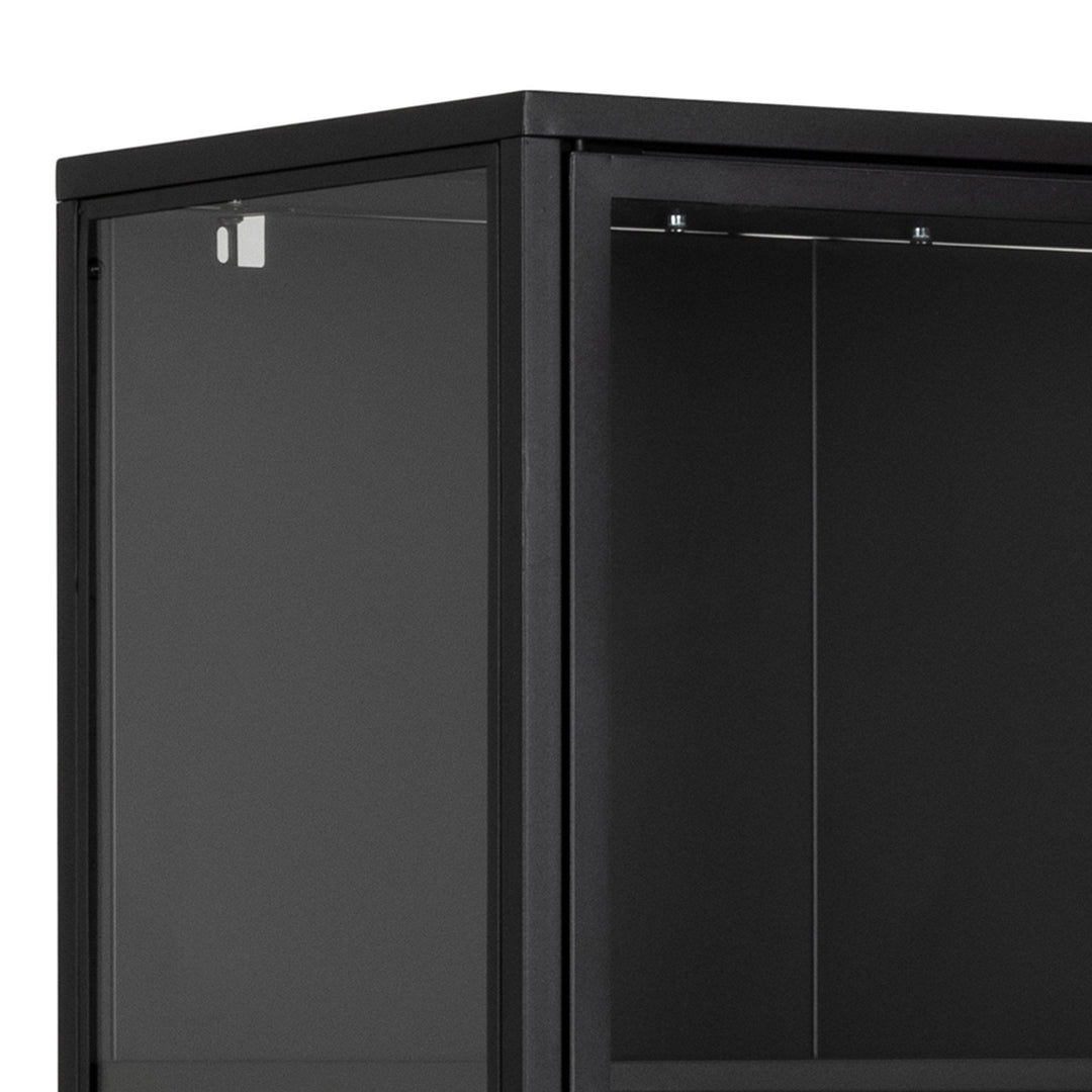 Newcastle Tall 2 Door Display Cabinet in Matt Black - TidySpaces