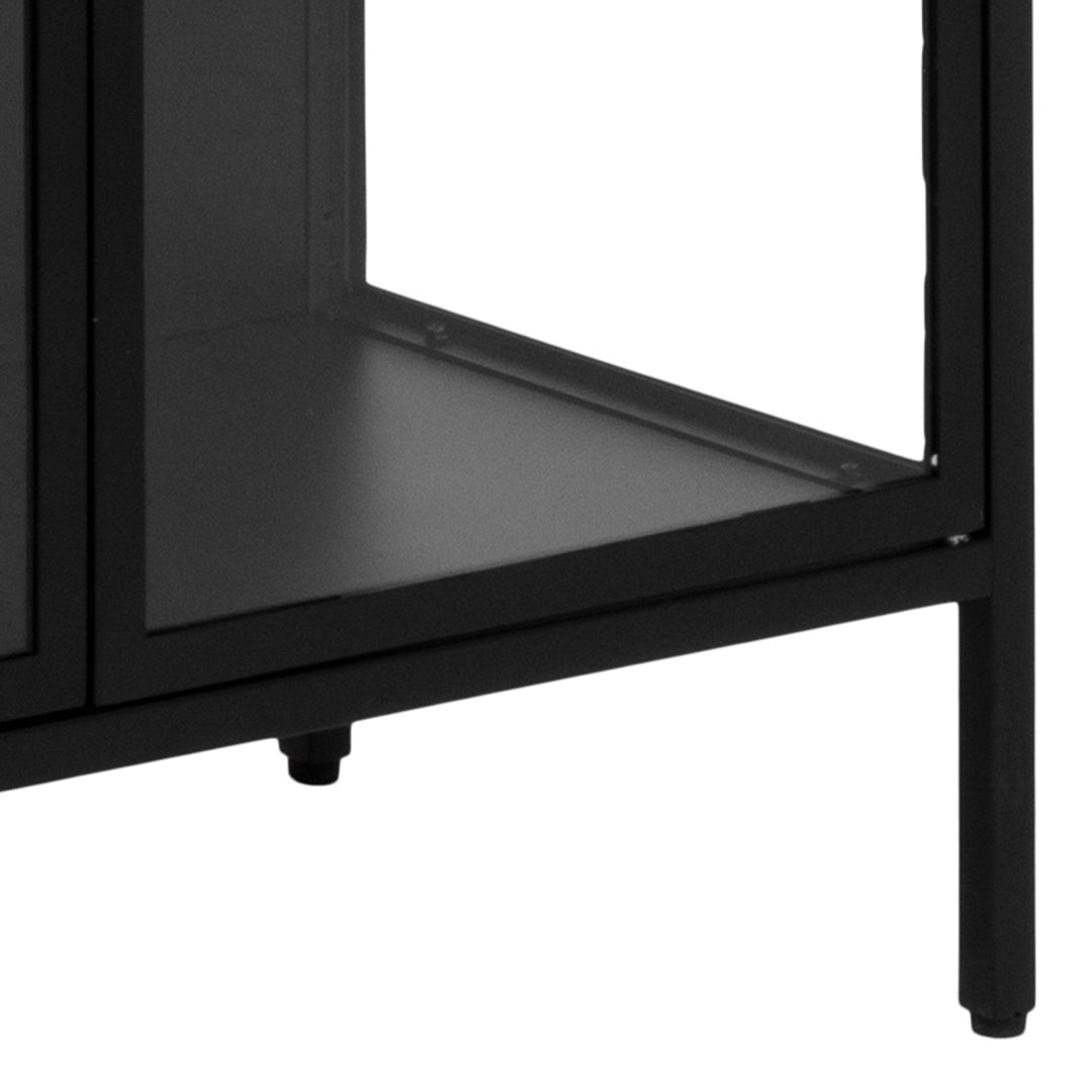 Newcastle Tall 2 Door Display Cabinet in Matt Black - TidySpaces