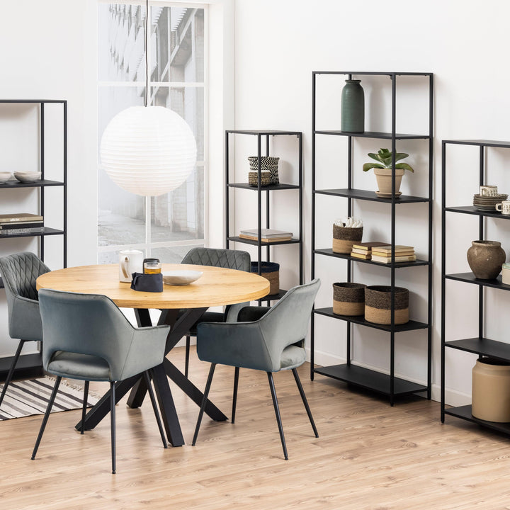 Newcastle Tall Bookcase with 5 Shelves in Matt Black - TidySpaces