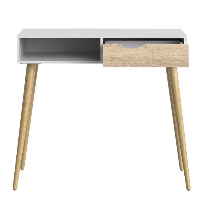 Oslo Console Table 1 Drawer 1 Shelf in White and Oak - TidySpaces