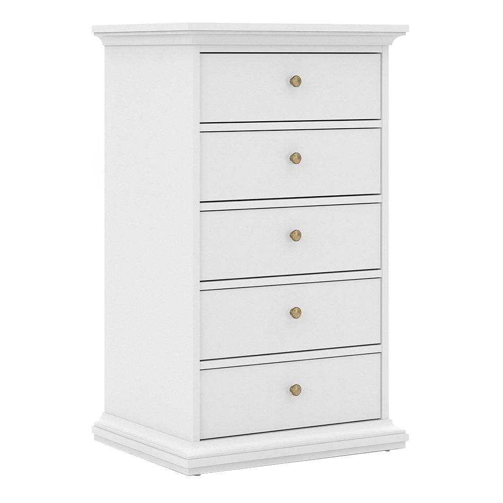 Paris Chest 5 drawers in White - TidySpaces