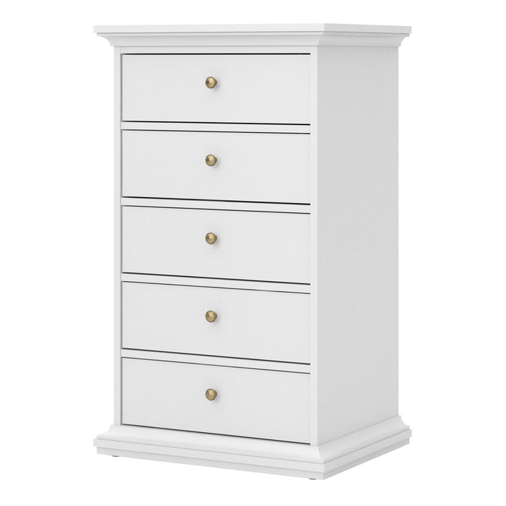 Paris Chest 5 drawers in White - TidySpaces