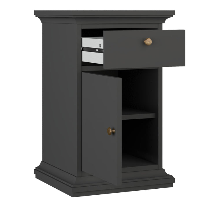 Paris Nightstand 1 Door + 1 Drawer in Matt Grey - TidySpaces