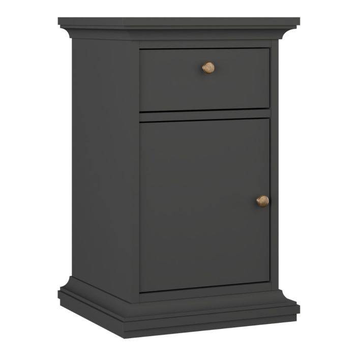 Paris Nightstand 1 Door + 1 Drawer in Matt Grey - TidySpaces