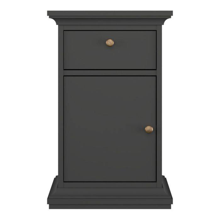 Paris Nightstand 1 Door + 1 Drawer in Matt Grey - TidySpaces