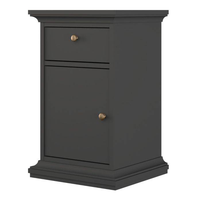 Paris Nightstand 1 Door + 1 Drawer in Matt Grey - TidySpaces