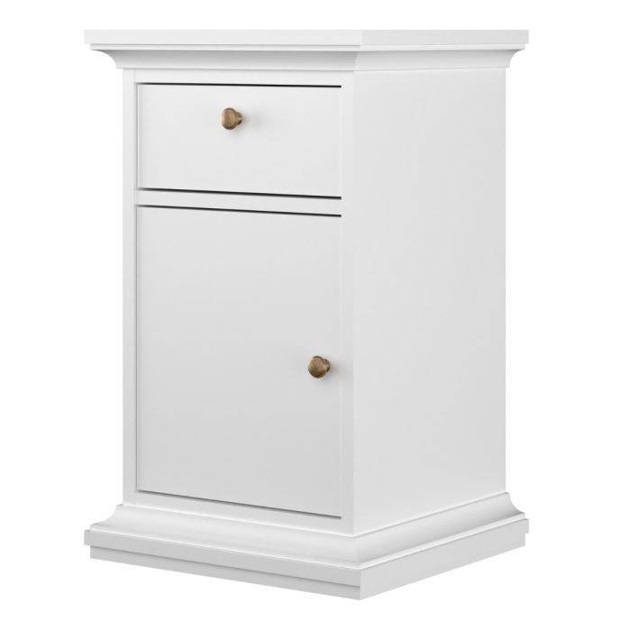 Paris Nightstand 1 Door + 1 Drawer in White - TidySpaces