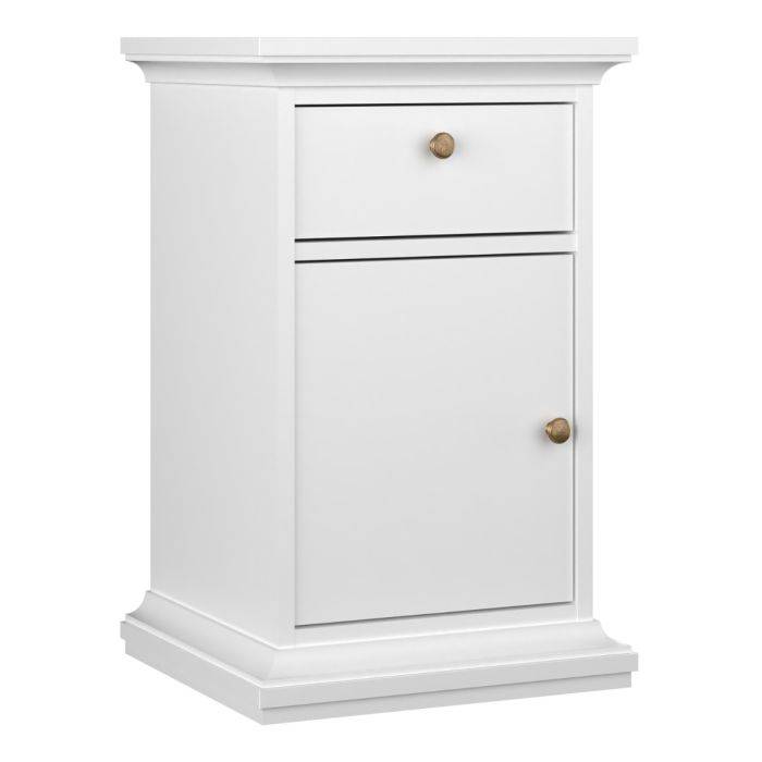 Paris Nightstand 1 Door + 1 Drawer in White - TidySpaces