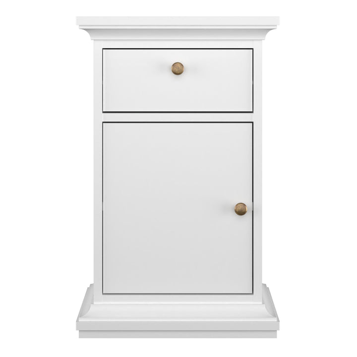 Paris Nightstand 1 Door + 1 Drawer in White - TidySpaces