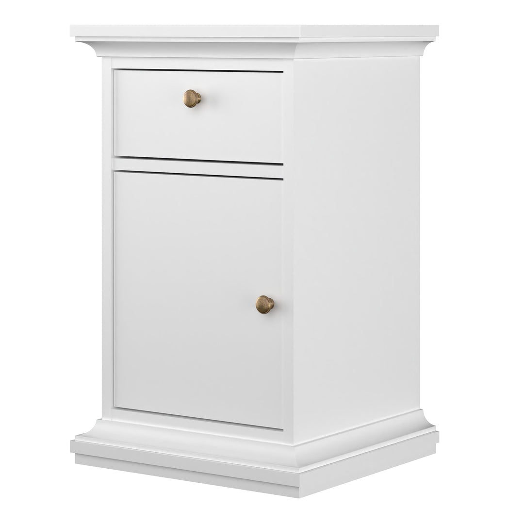 Paris Nightstand 1 Door + 1 Drawer in White - TidySpaces