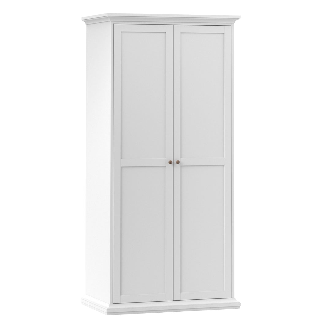 Paris Package - Bedside 2 Drawers in + Chest of 4 Drawers + Wardrobe with 2 Doors White - TidySpaces