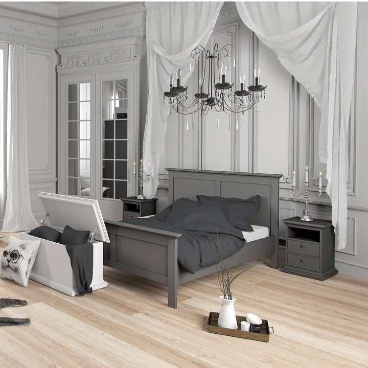 Paris Package - Bedside 2 Drawers in + Chest of 4 Drawers + Wardrobe with 2 Doors White - TidySpaces