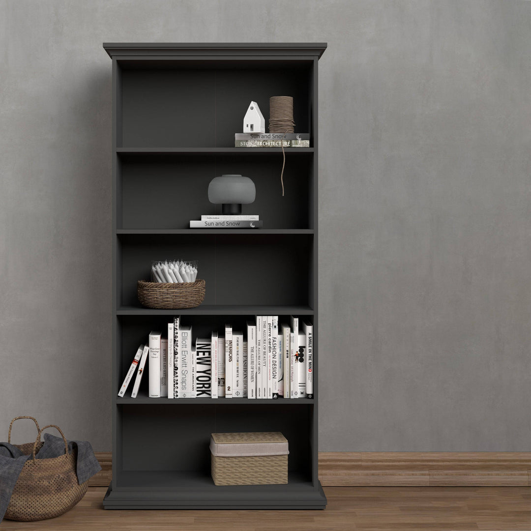 Paris Tall Bookcase in Matt Grey - TidySpaces