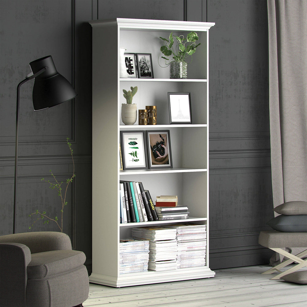 Paris Tall Bookcase in White - TidySpaces