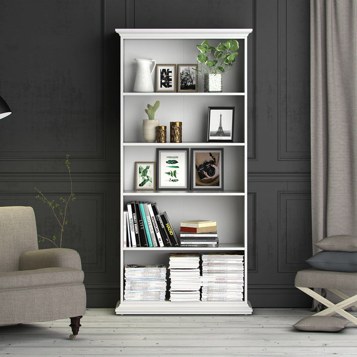 Paris Tall Bookcase in White - TidySpaces