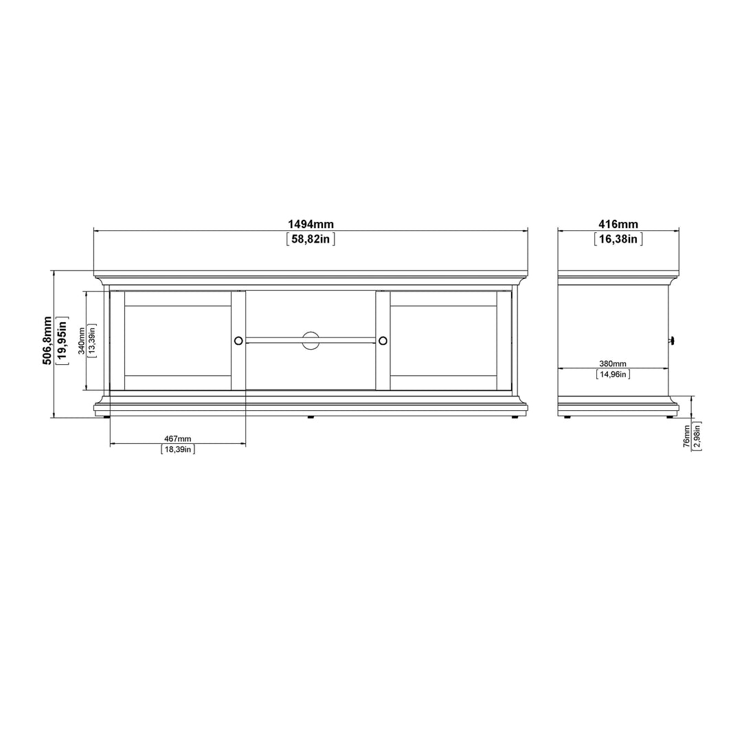 Paris TV-unit 2 frame Doors in Matt Grey