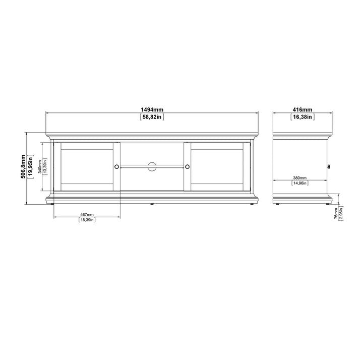 Paris TV-unit 2 frame Doors in Matt Grey - TidySpaces