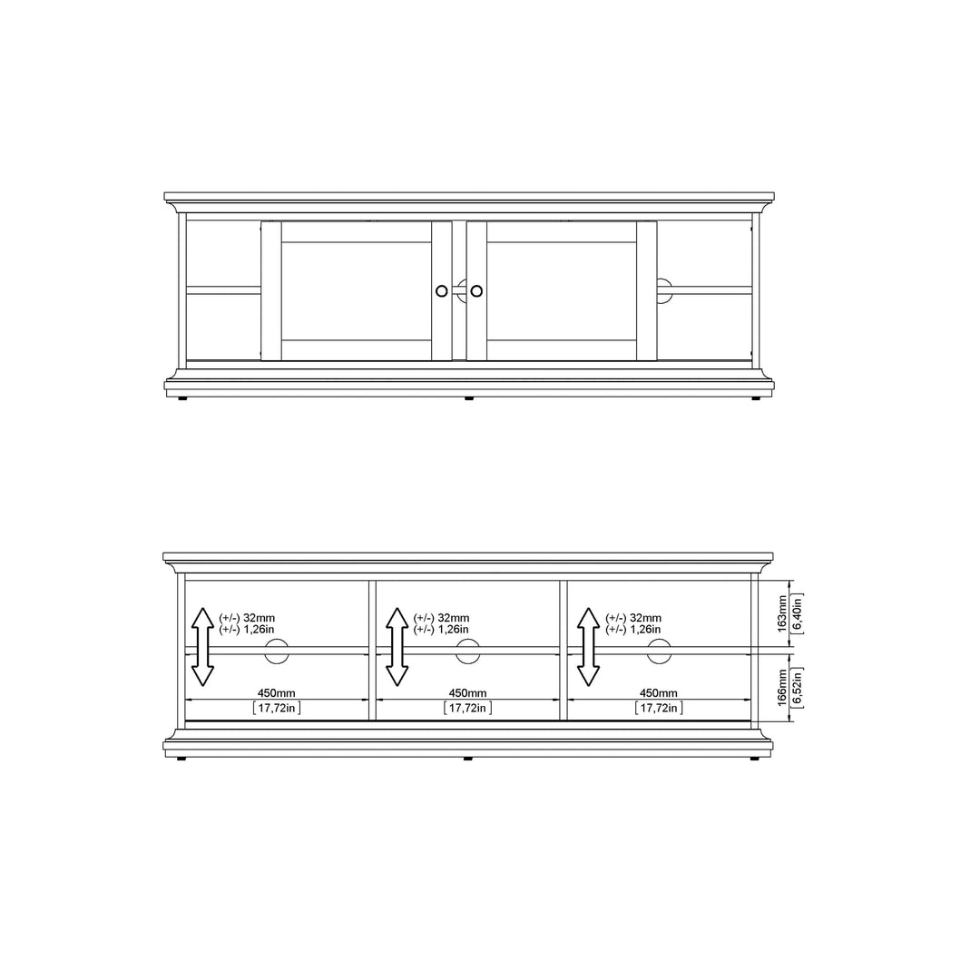 Paris TV-unit 2 frame Doors in Matt Grey - TidySpaces