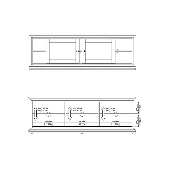 Paris TV-unit 2 frame Doors in Matt Grey - TidySpaces